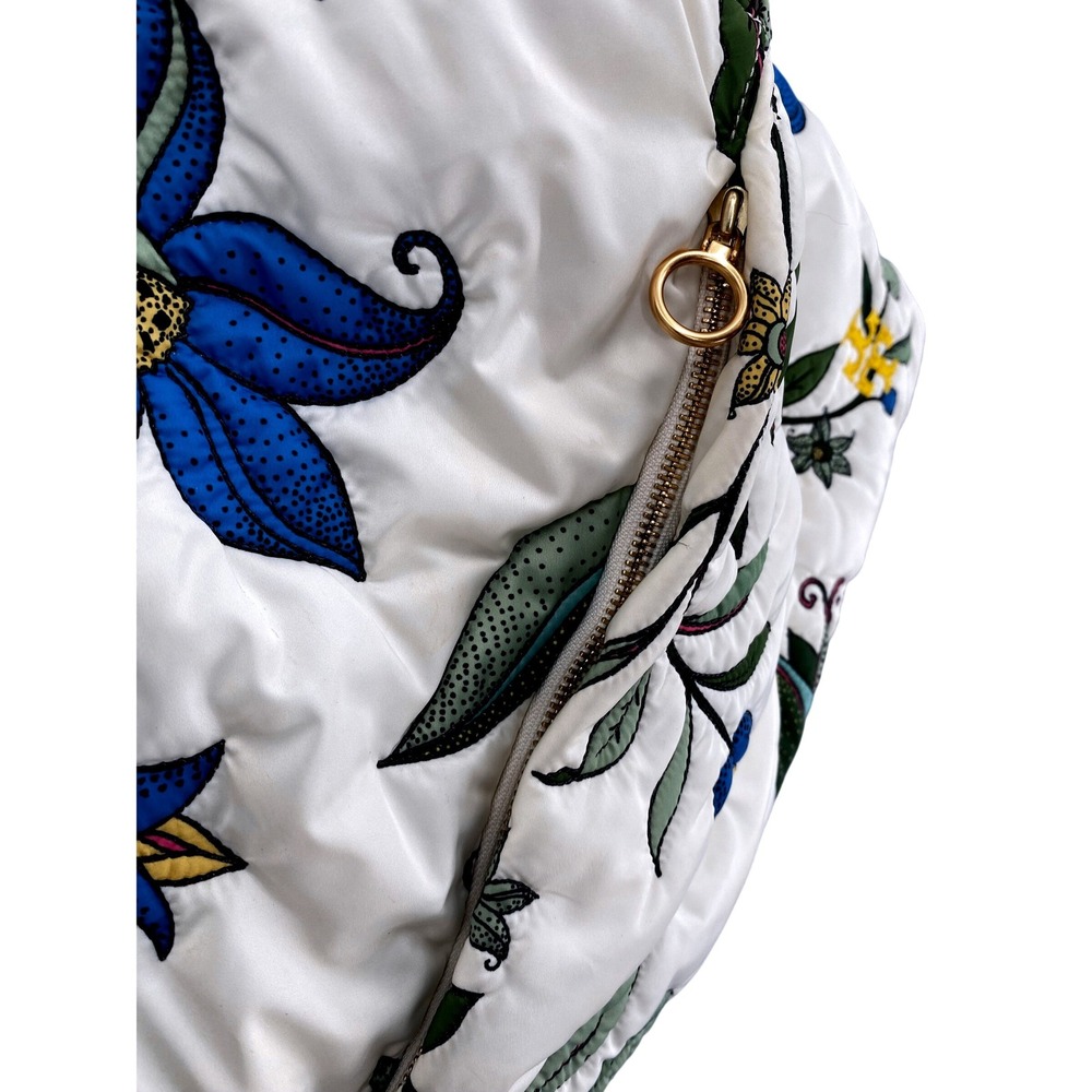 Tory Burch Zoe Tie Bag Floral Quilted Padded Hobo Shoulder Bag Yellow White - Picture 8 of 13